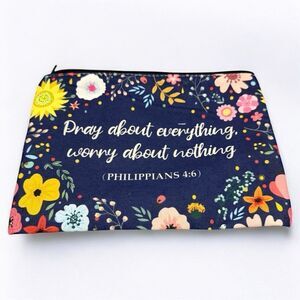 Floral Scripture Pouch – “Pray About Everything” Philippians 4:6